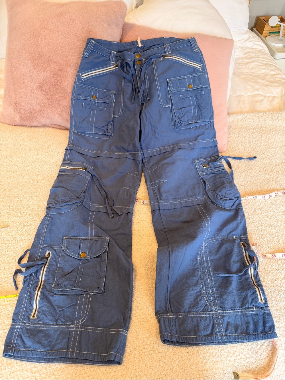 Free People Last Time Stacked Parachute Pants (professionally died BLUE)